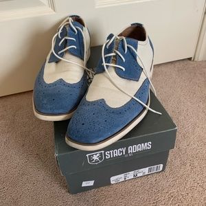 Size 9.5 Stacy Adam Sky Blue and Bone White Shoes